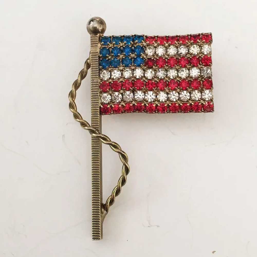 Patriotic U.S. Flag brooch & earring set - Red Wh… - image 3