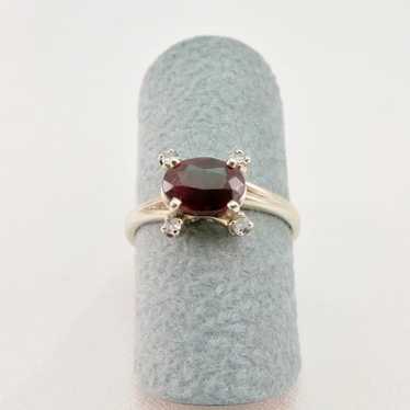 Vintage Ladies Garnet and Diamond Ring - image 1