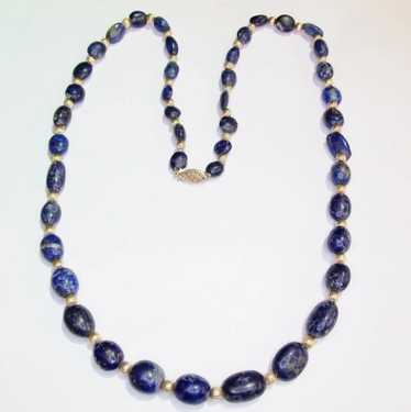 Blue Lapis and Gold Bead Necklace