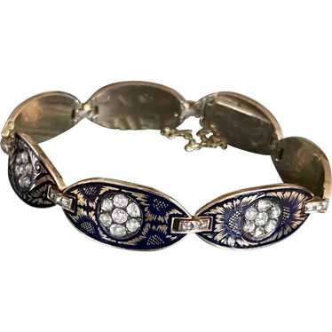 Victorian Enamel Rose Cut Diamond Bracelet 14k