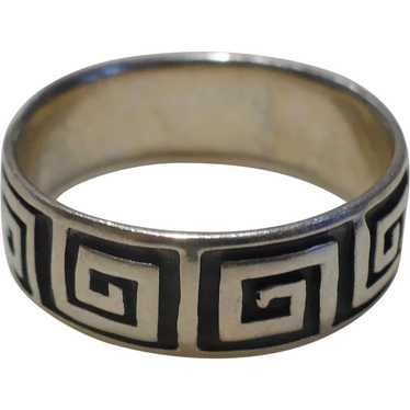 Sterling Greek Key Band Ring - image 1