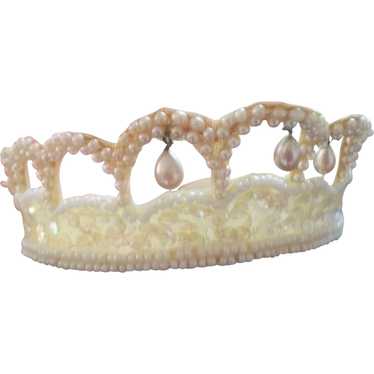 Small Lace Faux Pearl Bridal Tiara