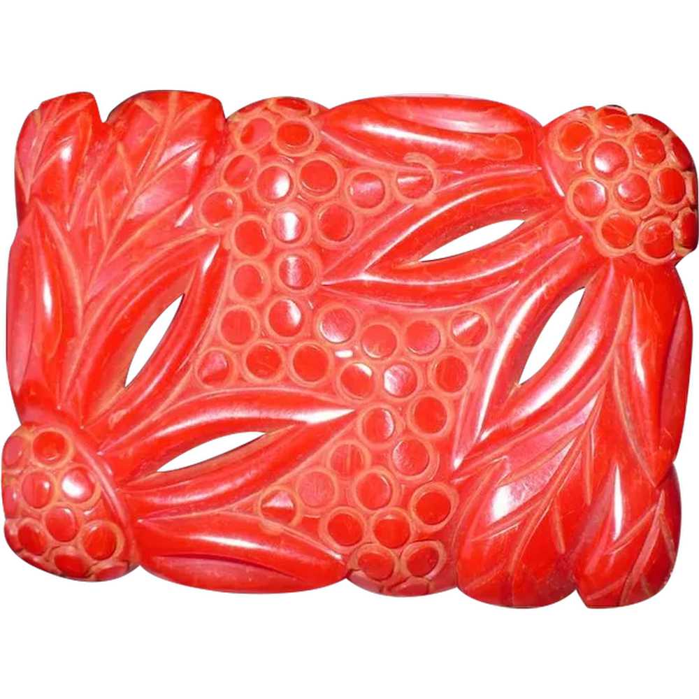 Deco Floral Bakelite Pin - image 1