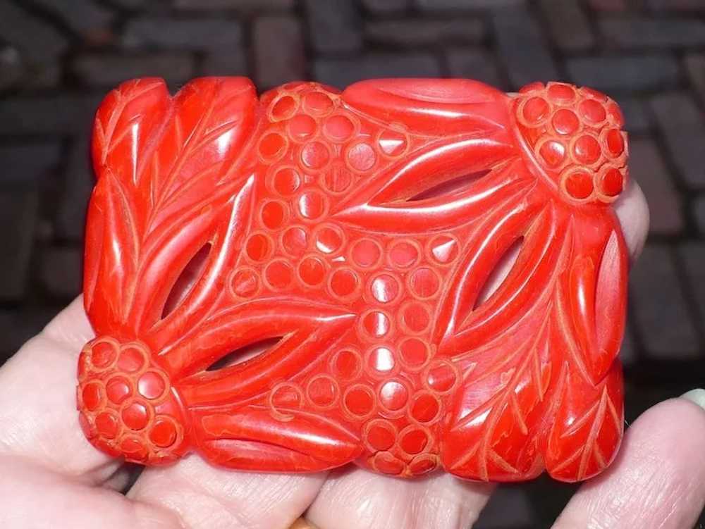 Deco Floral Bakelite Pin - image 3