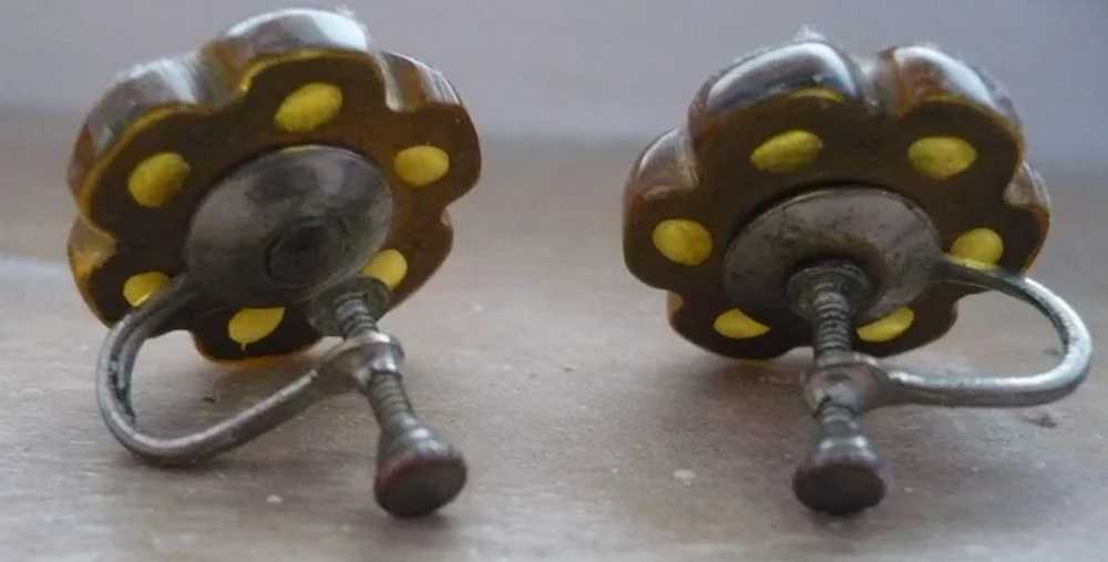 Applejuice Rhinestone Bakelite Earrings - image 2