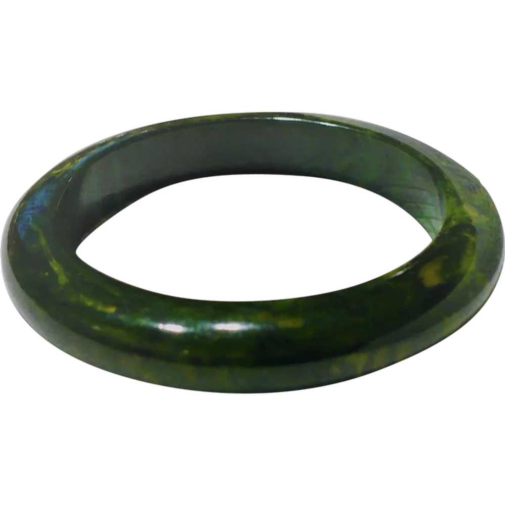Marbled Green Bakelite Bracelet - image 1
