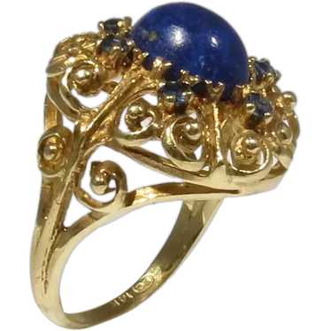 Sapphire and Lapis Cocktail Ring