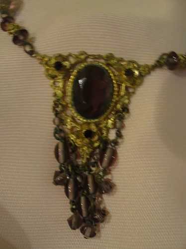 Art Nouveau Purple Dangle Necklace - Free shipping