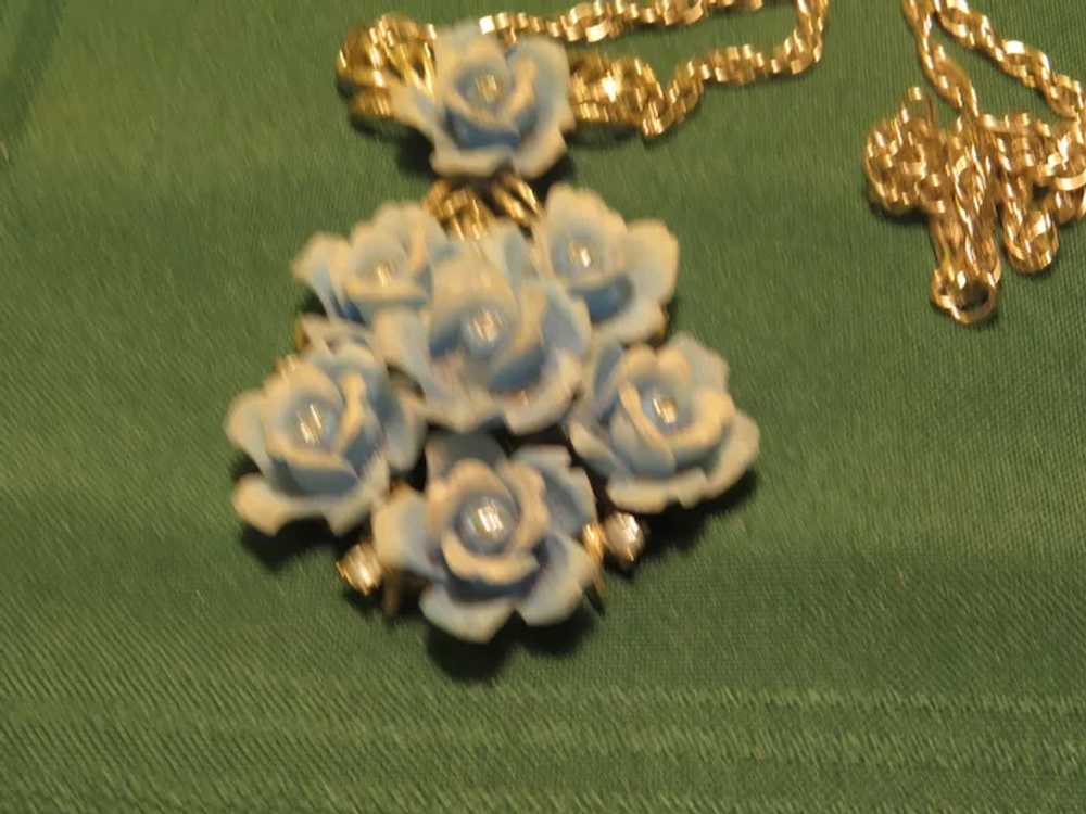 Dew Kissed Blue Roses Necklace - 06 - Free shippi… - image 2