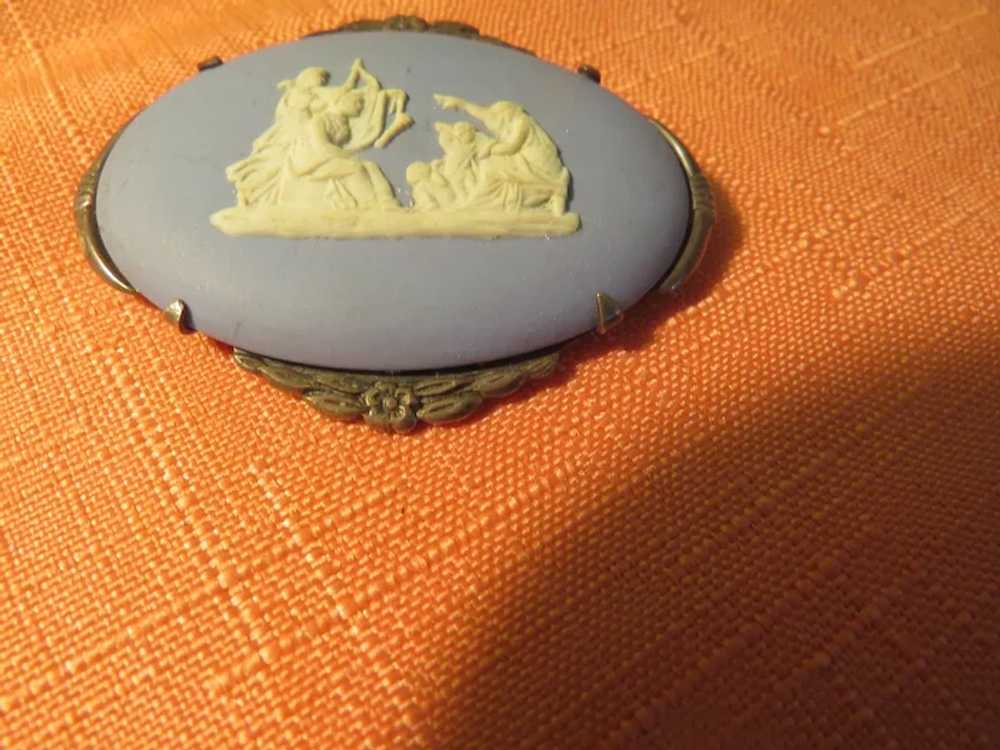 Wedgwood Blue Jasper Cameo in Sterling Pin - Free… - image 3