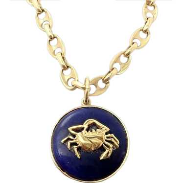 14K Solid Yellow Gold Horoscope Cancer Crab Zodiac Pendant orders Charm Pendant