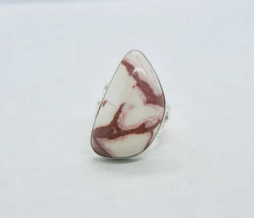 Jay King Red and White Agate Ring- Size 6 - image 2