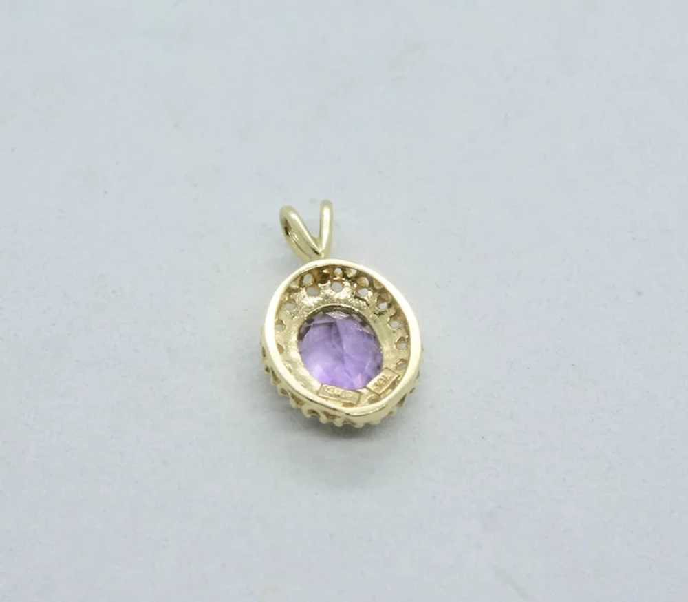 14k Gold Oval Faceted Amethyst Pendant - image 3