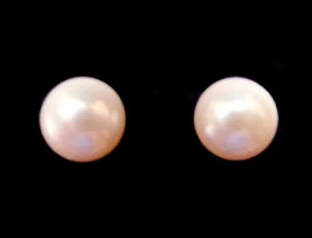 14K Gump’s Cultured Pearl Earrings  Vintage 7mm S… - image 6