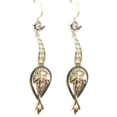 Victorian Style Rose Diamond Drop Earrings - image 1