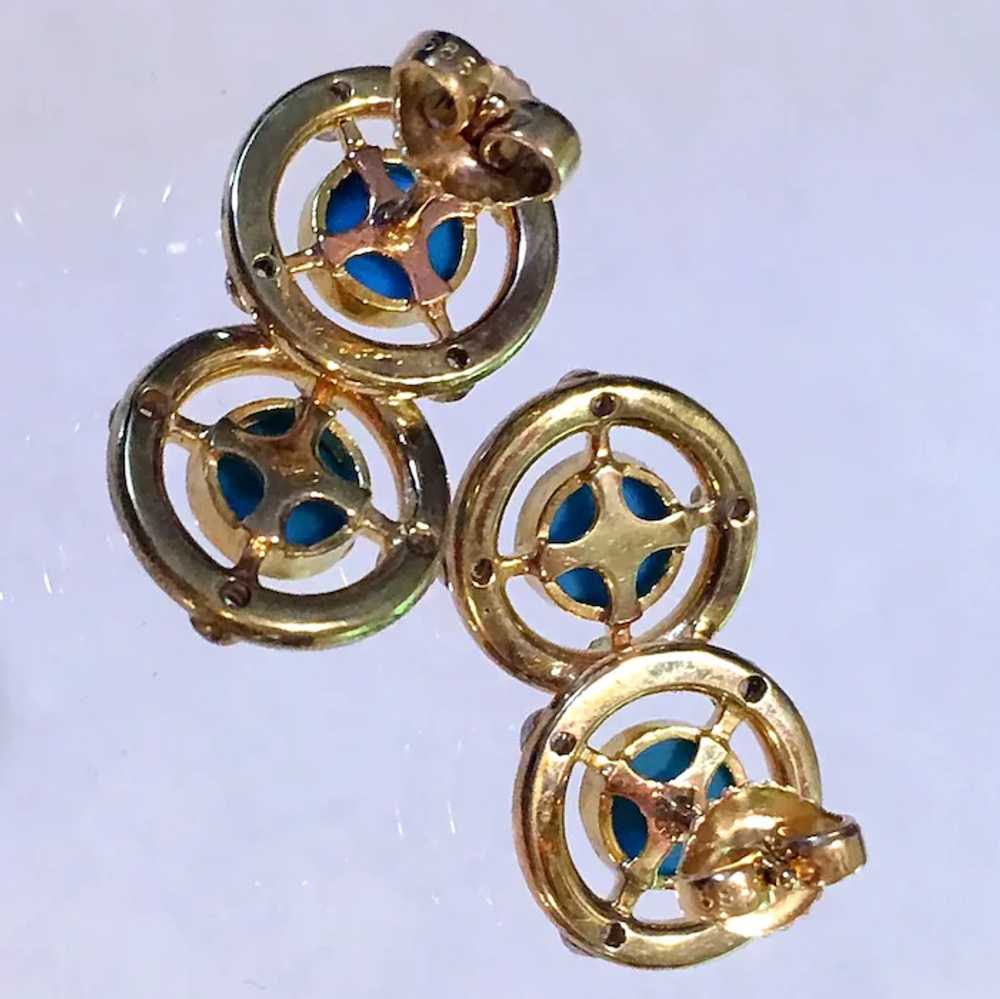 Antique Edwardian Diamond Turquoise 14k Gold Art … - image 2