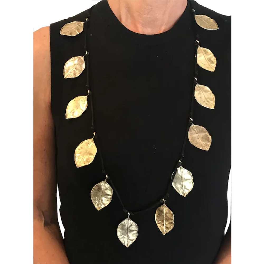 Joanne Cooper 15 Leaf Necklace with Black Chord - image 1