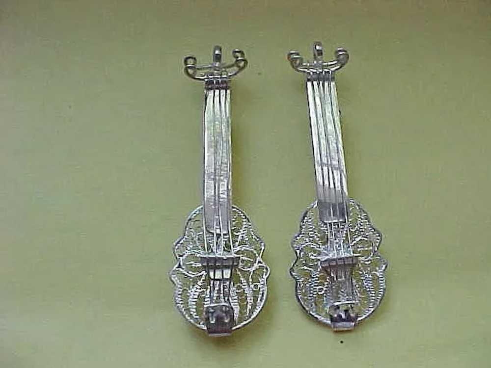 "Two Guitars" - two Sterlilng Silver Guitar Brooc… - image 1