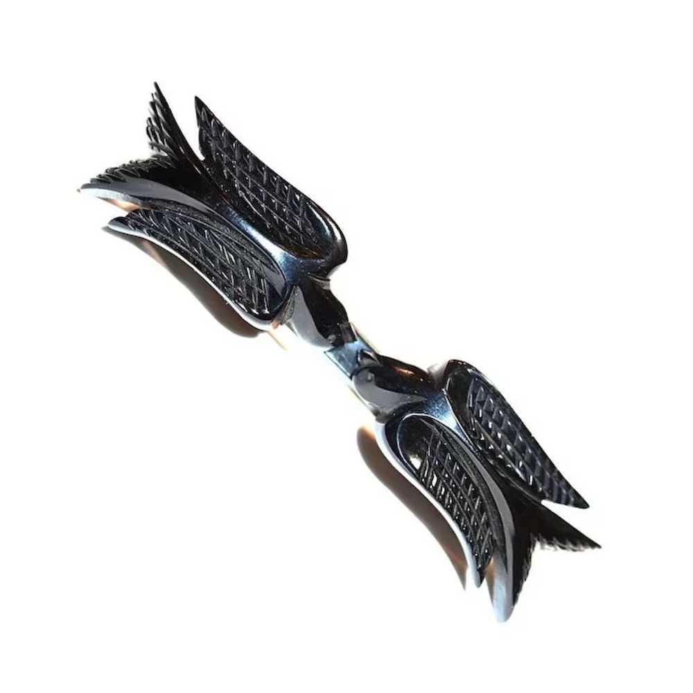 UNUSUAL & RARE Bakelite Black Birds Bar/Scarf Pin… - image 1