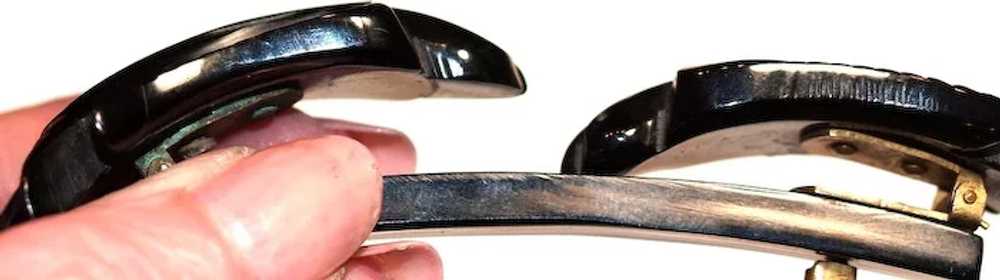 UNUSUAL & RARE Bakelite Black Birds Bar/Scarf Pin… - image 3