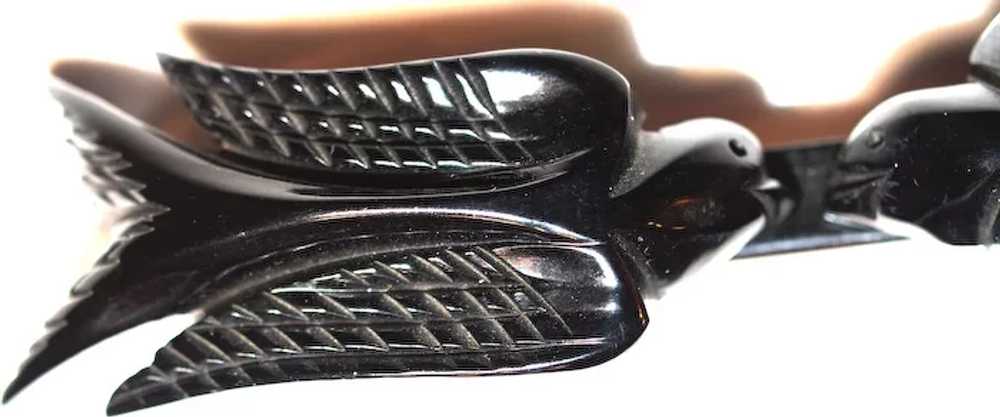 UNUSUAL & RARE Bakelite Black Birds Bar/Scarf Pin… - image 4