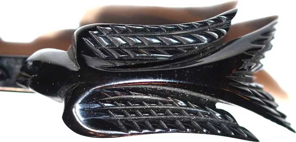 UNUSUAL & RARE Bakelite Black Birds Bar/Scarf Pin… - image 5