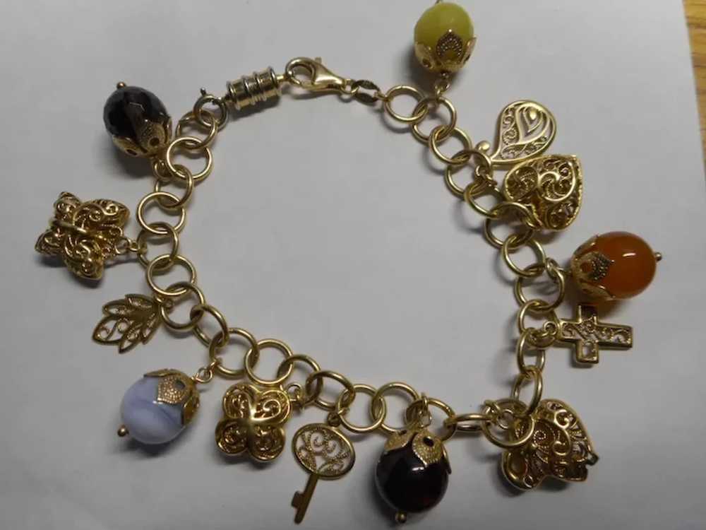 Italian Beaded Vintage Charm Bracelet - image 10