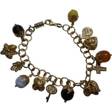 Italian Beaded Vintage Charm Bracelet - image 1