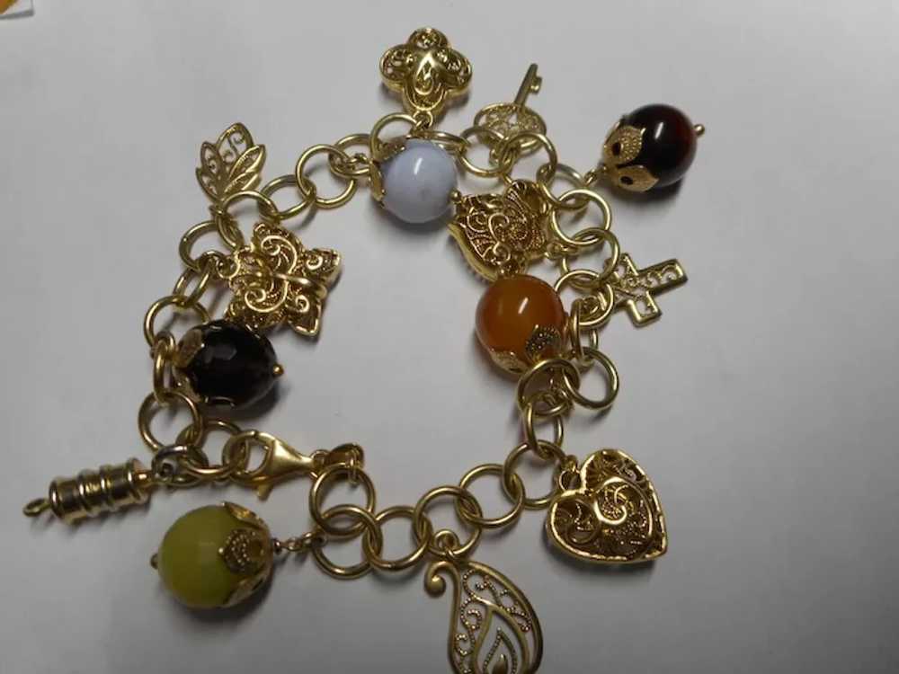 Italian Beaded Vintage Charm Bracelet - image 2