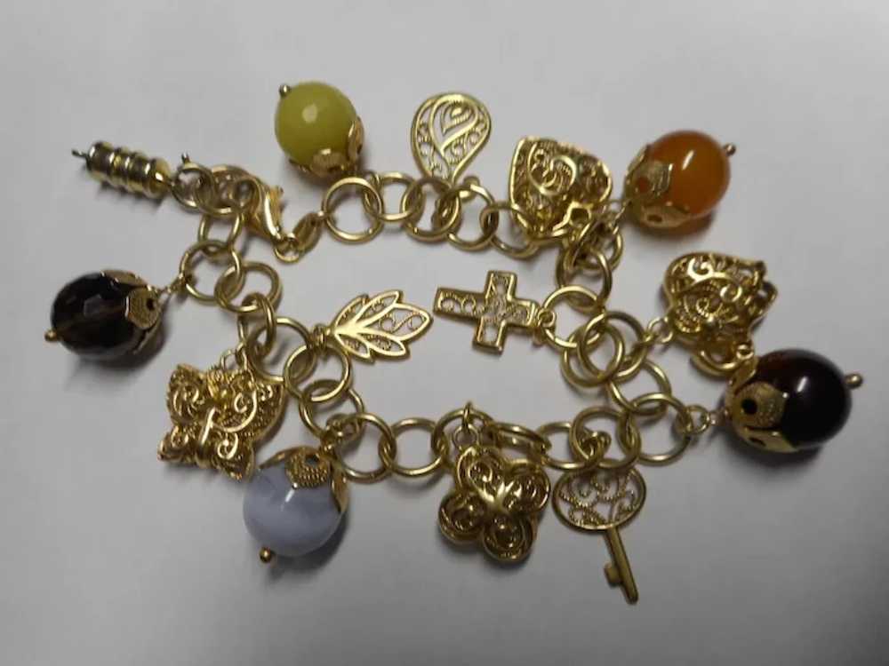 Italian Beaded Vintage Charm Bracelet - image 3