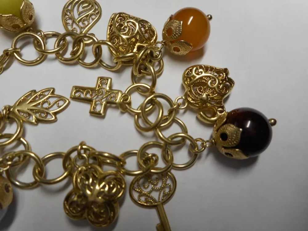 Italian Beaded Vintage Charm Bracelet - image 4