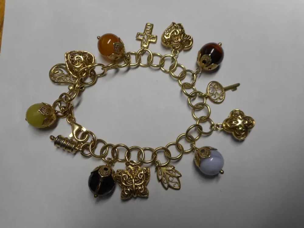 Italian Beaded Vintage Charm Bracelet - image 6