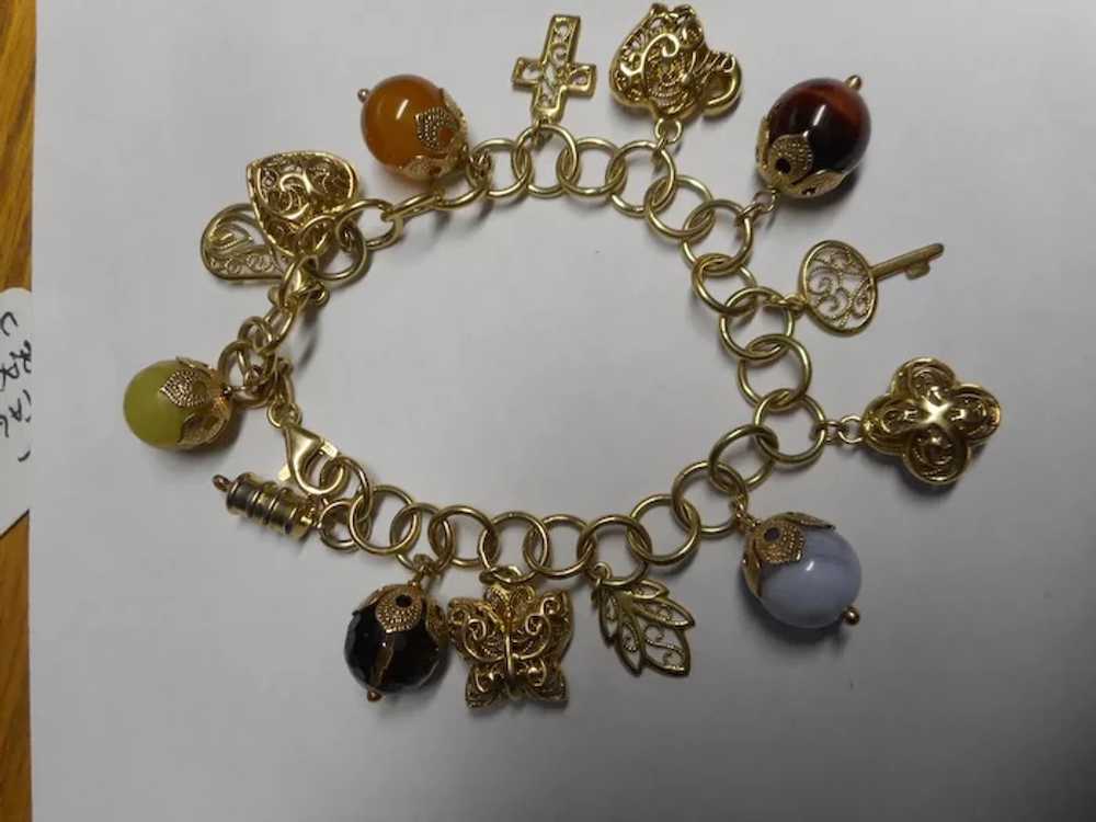 Italian Beaded Vintage Charm Bracelet - image 7