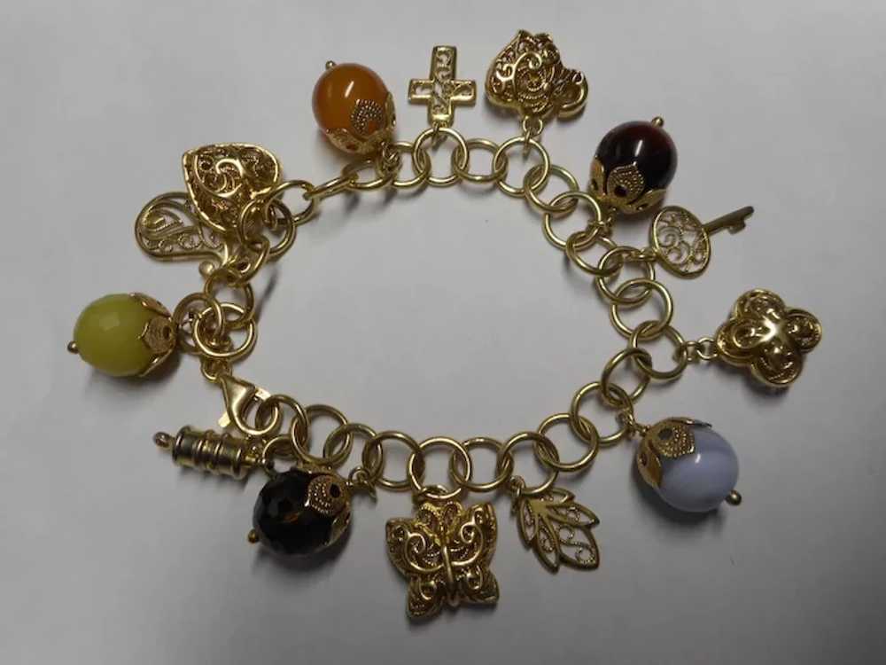 Italian Beaded Vintage Charm Bracelet - image 8