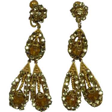 Signed Miriam Haskell Drop Earrings - image 1
