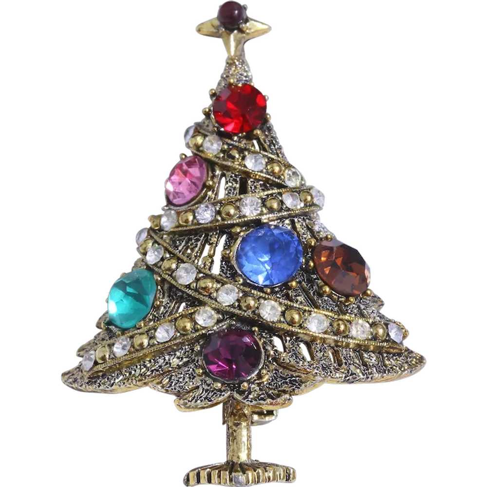 Rare Hollycraft Christmas Tree Pin, Bookpiece - Gem