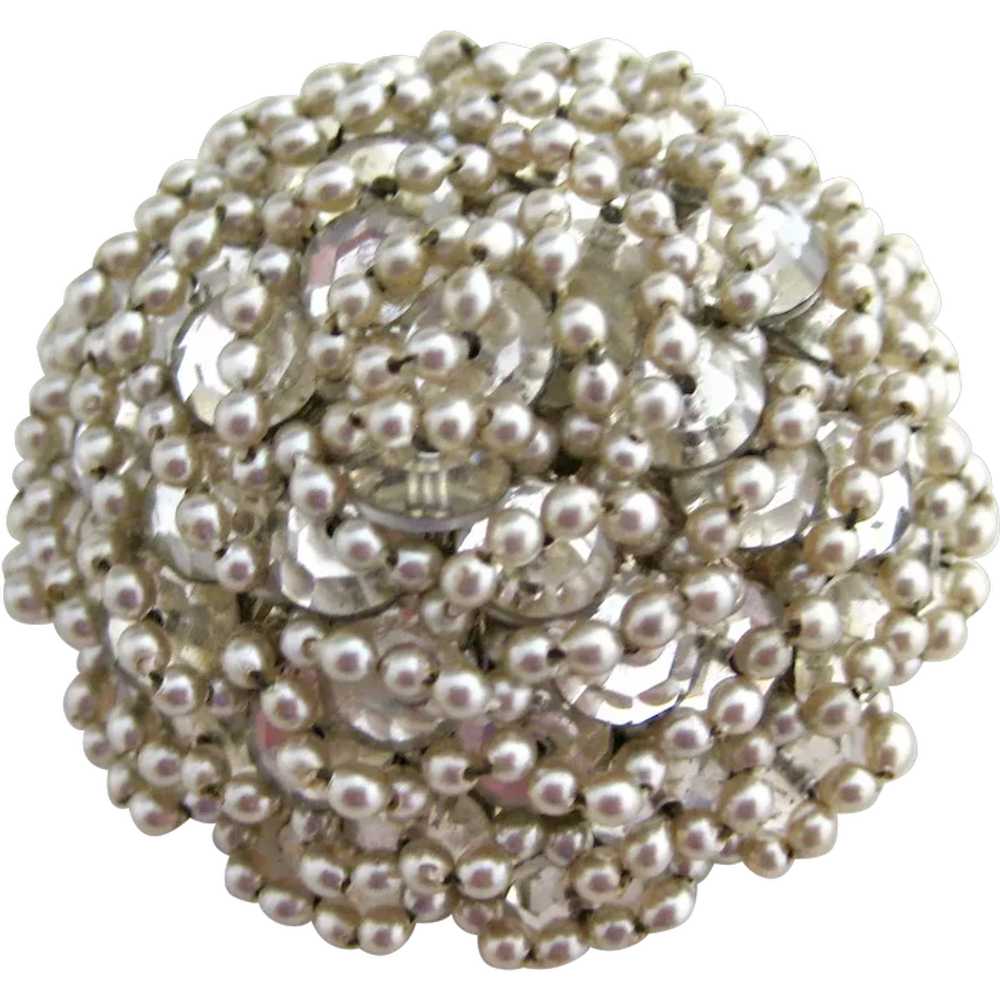 Magnificent Vendome Domed Clear Rhinestone Pin Br… - image 1