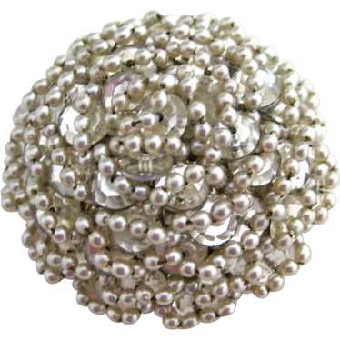 Magnificent Vendome Domed Clear Rhinestone Pin Br… - image 1