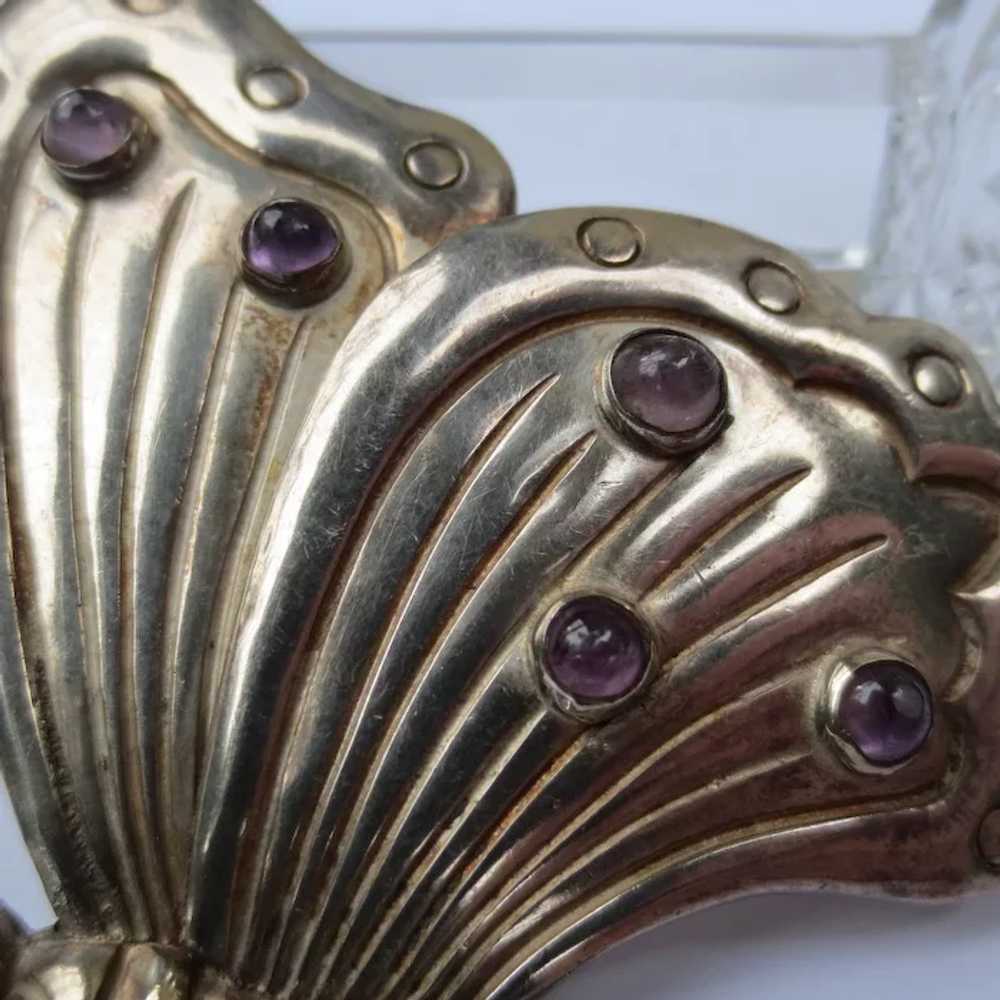 Large Vintage Early Mexican Silver Butterfly Broo… - image 5