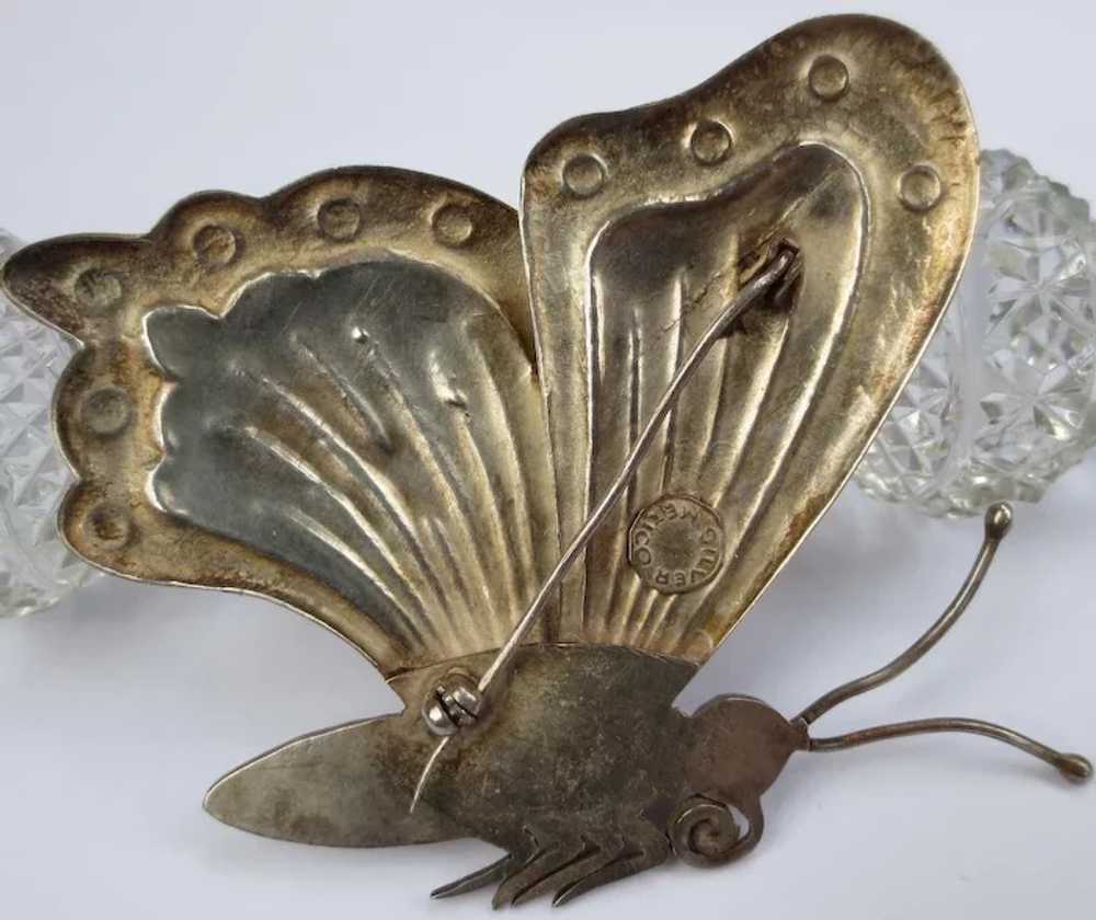 Large Vintage Early Mexican Silver Butterfly Broo… - image 7