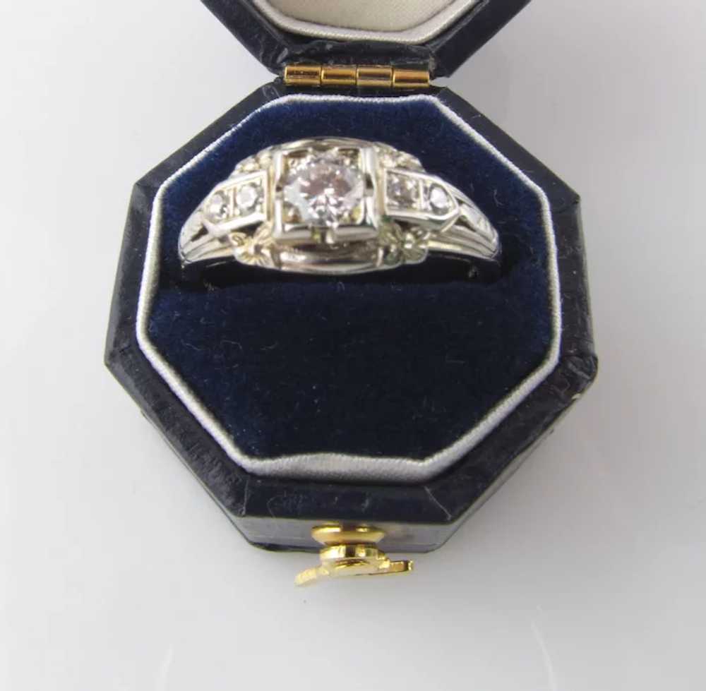 Art Deco Vintage .25 Diamond Ring in 18 Karat Whi… - image 8
