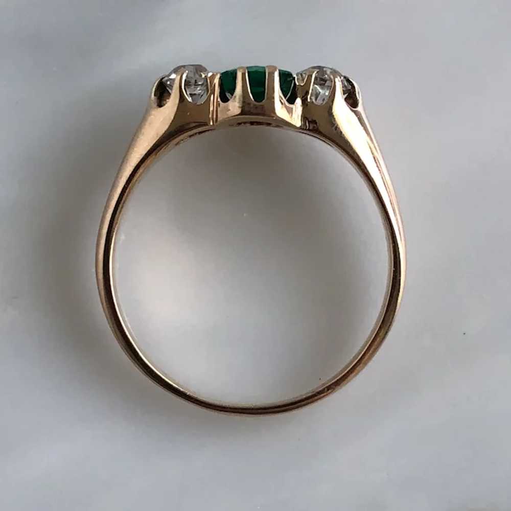 Vintage Emerald and Diamond 14K Ring - image 12