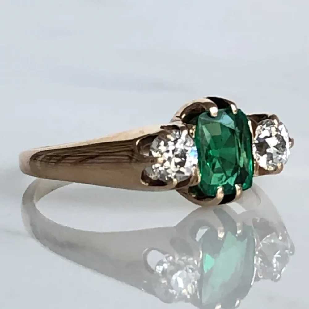 Vintage Emerald and Diamond 14K Ring - image 4