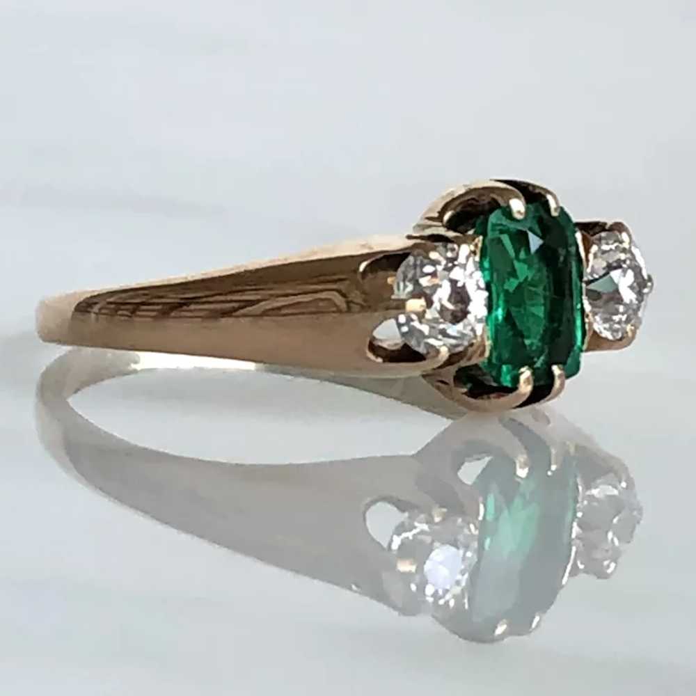 Vintage Emerald and Diamond 14K Ring - image 5