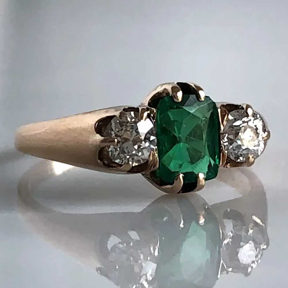 Vintage Emerald and Diamond 14K Ring - image 9
