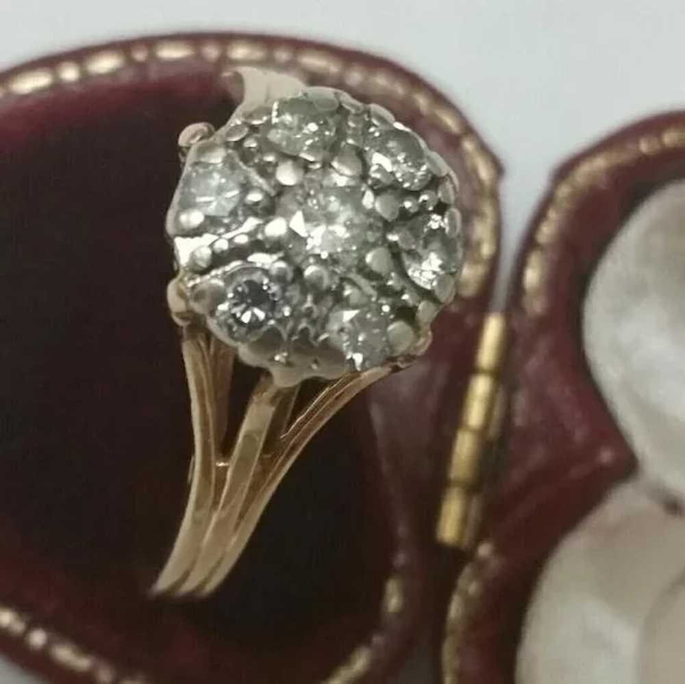 Antique  14kt Yellow Gold .68cttw Diamond Ring - image 3