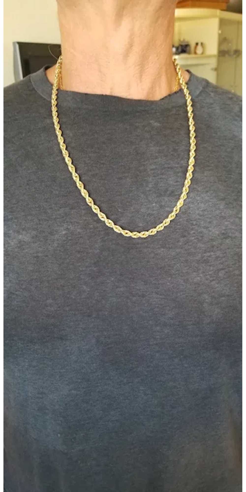 Unisex Estate Vintage 10k yellow gold rope neckla… - image 2