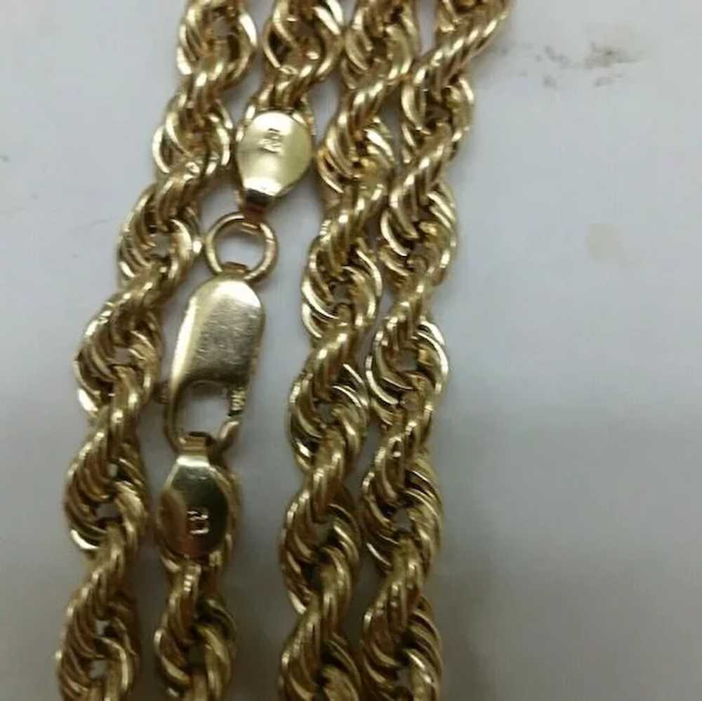 Unisex Estate Vintage 10k yellow gold rope neckla… - image 3