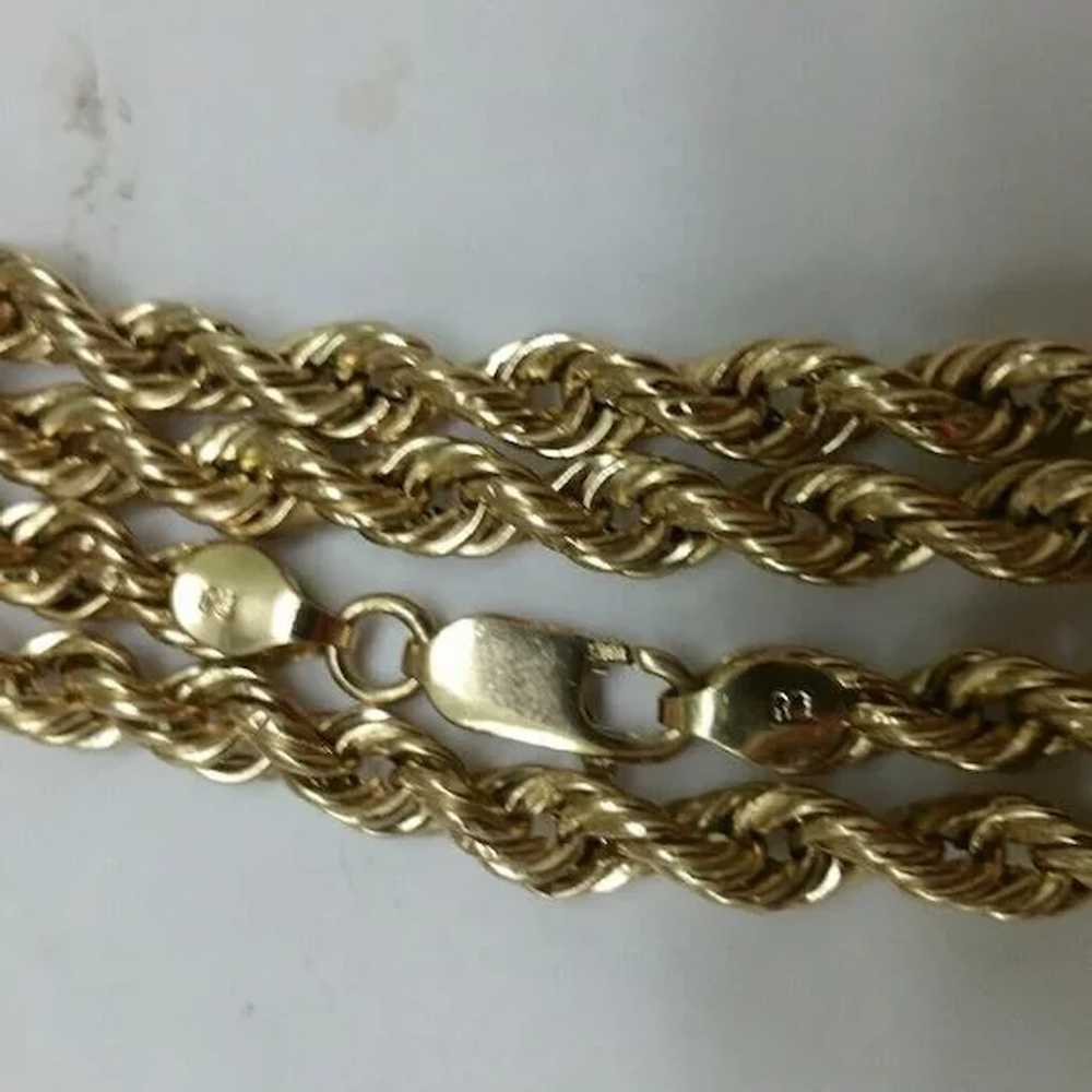 Unisex Estate Vintage 10k yellow gold rope neckla… - image 4