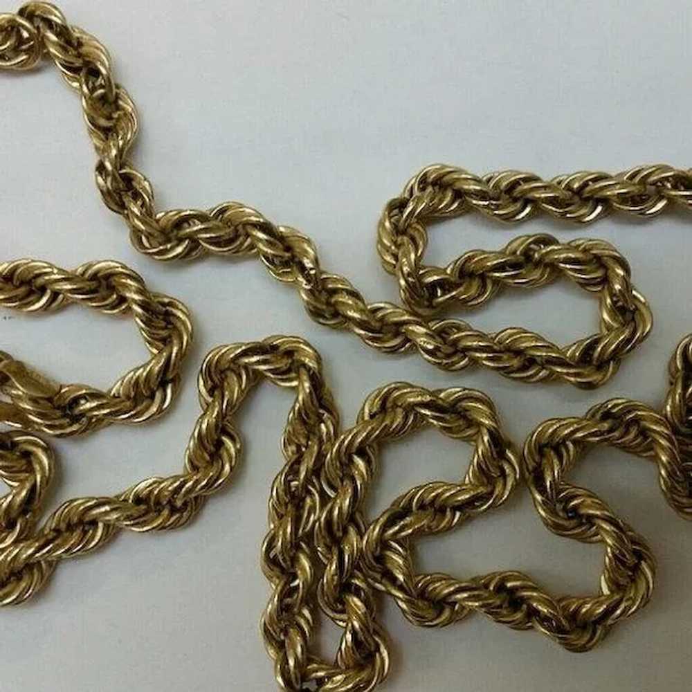 Unisex Estate Vintage 10k yellow gold rope neckla… - image 7